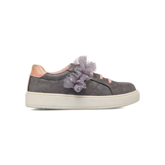 Sneakers grigie da bambina con dettaglio in tulle