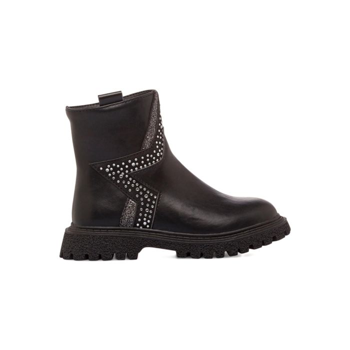 Stivaletti neri da bambina con dettaglio stella con strass