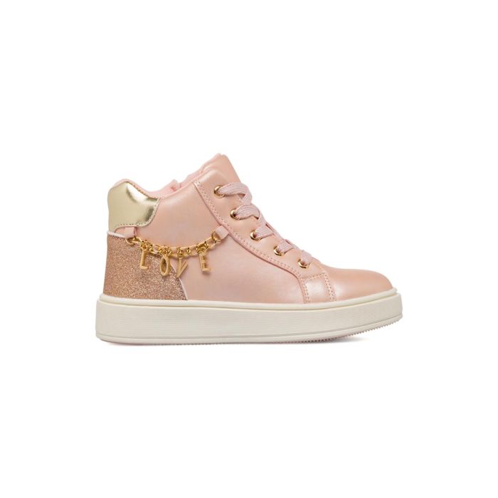 Sneakers alte rosa da bambina con ciondolo