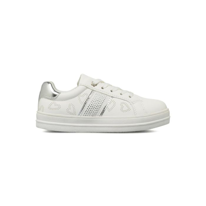 Sneakers bianche Alesya Girl da bambina con cuori e strass