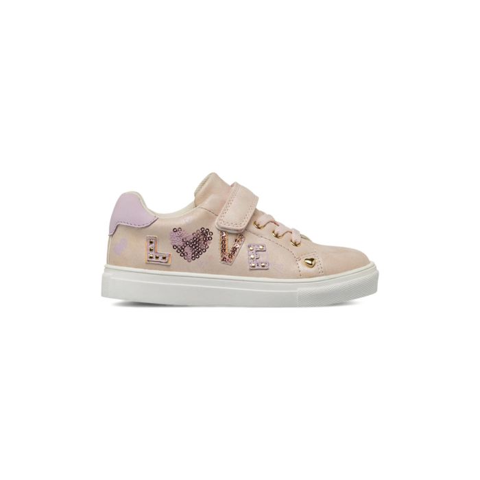 Sneakers rosa Alesya Girl da bambina con scritta con borchie e paillettes