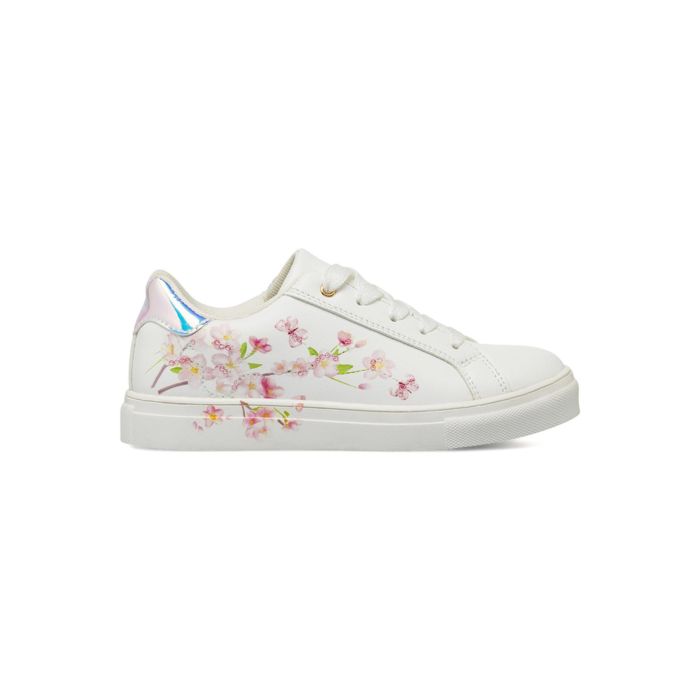 Sneakers bianche Alesya Girl da bambina con fiori disegnati