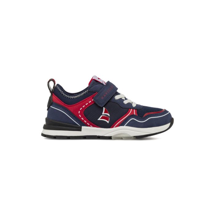 Sneakers blu e rosse Navigare da bambino con velcro e stemma logo