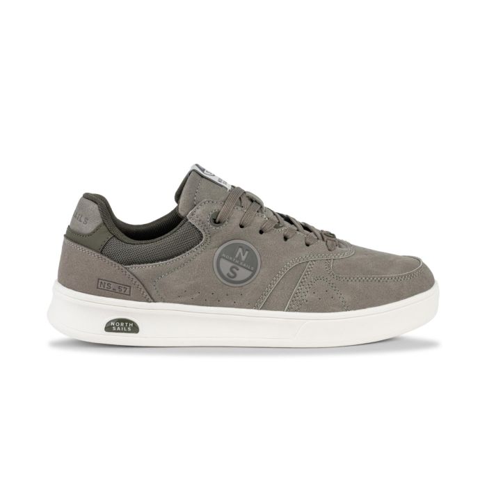 Sneakers beige da uomo con lacci e stemma laterale