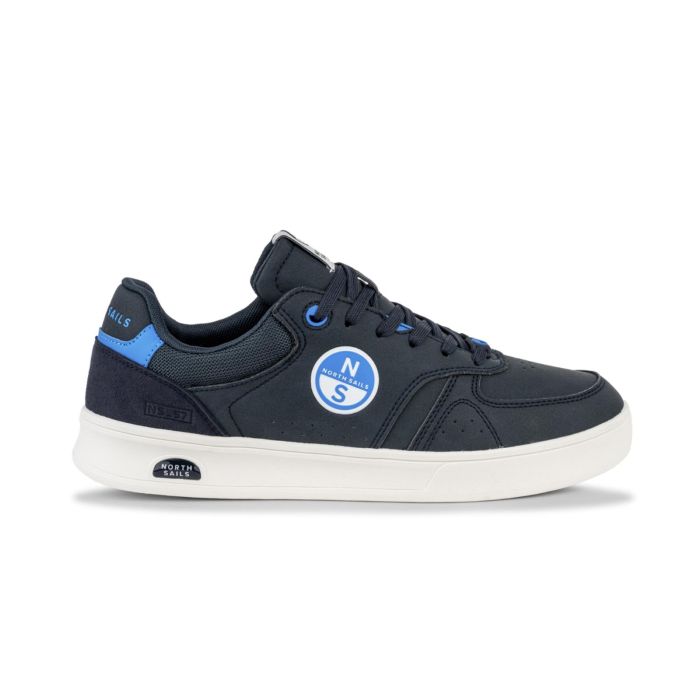 Sneakers blu da uomo con lacci e stemma laterale
