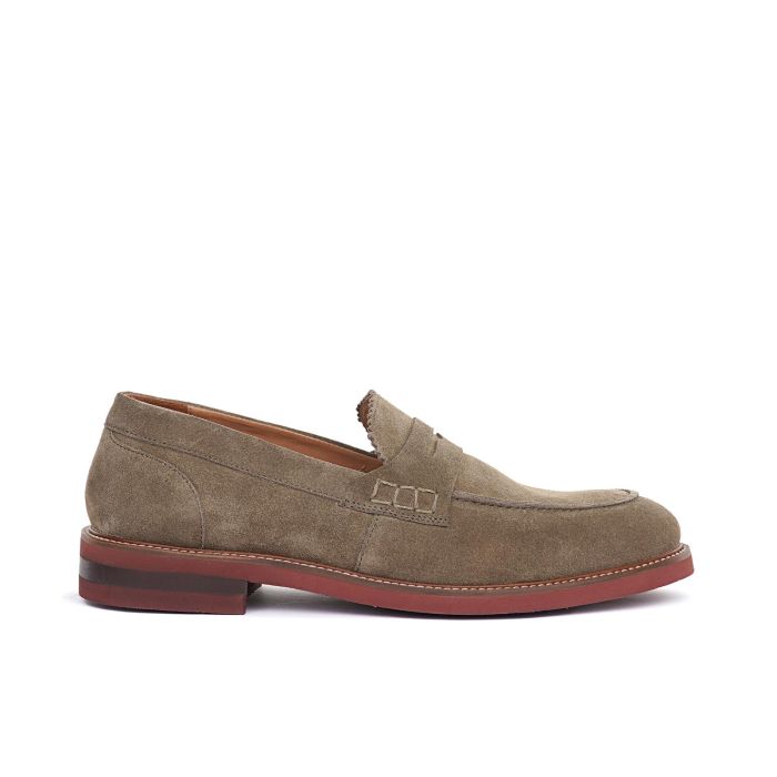 Mocassini casual beige da uomo in suede