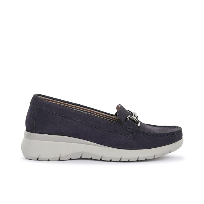 Mocassini comfort blu in pelle