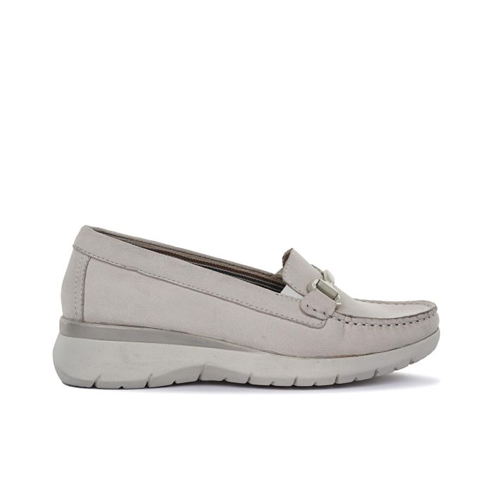 Mocassini comfort beige in pelle