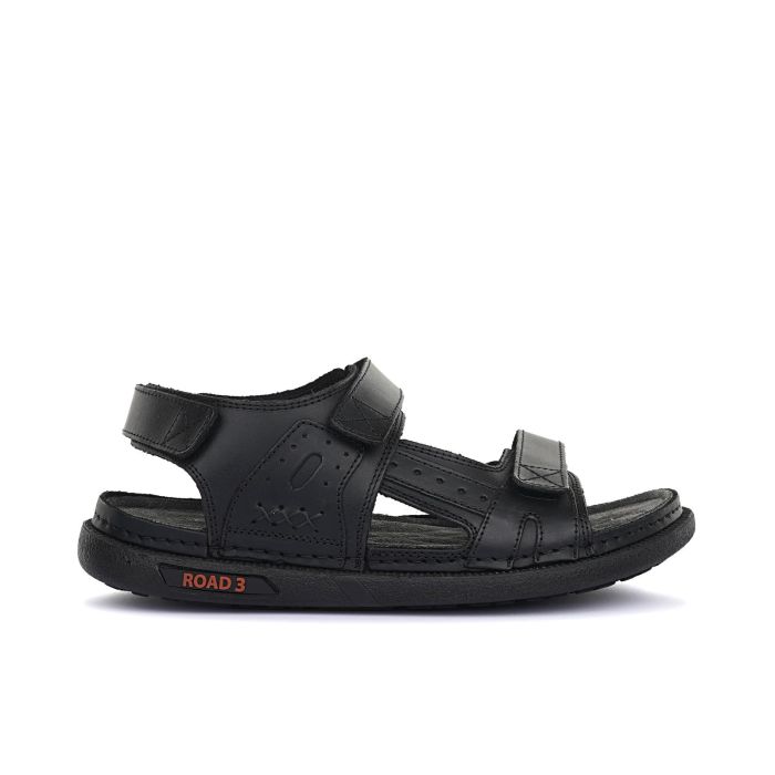Sandali in pelle nera da uomo con strappo