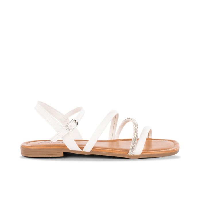 Sandali bassi bianchi da donna con micro perline