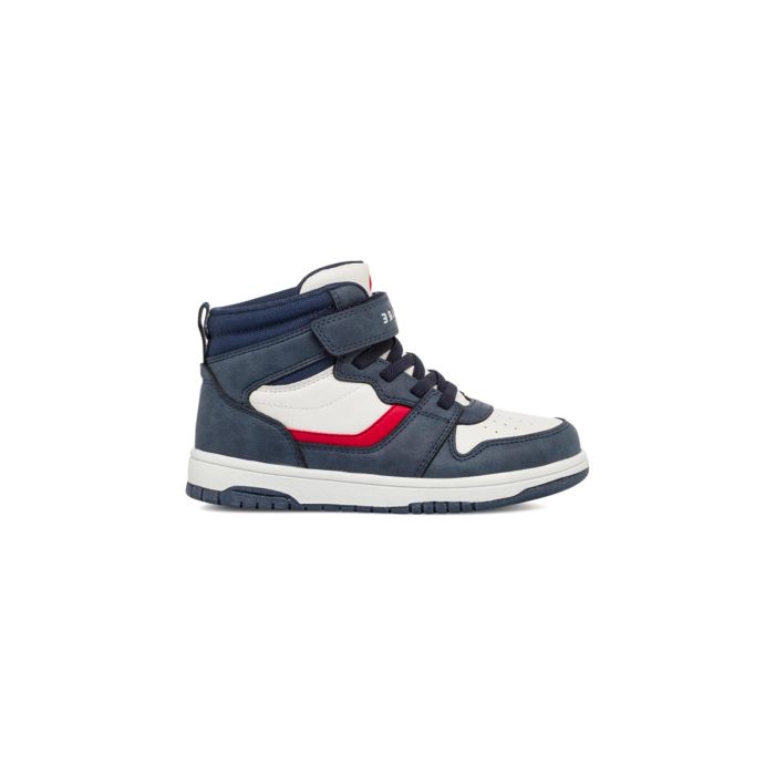 Sneakers alte blu e bianche da bambino con velcro