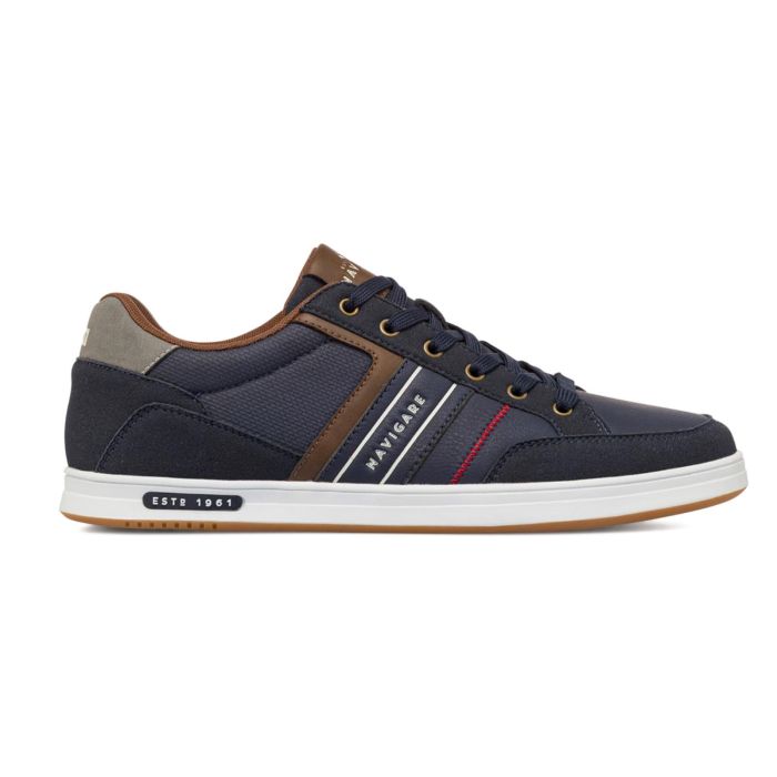 Sneakers blu da uomo con scritta logo laterale