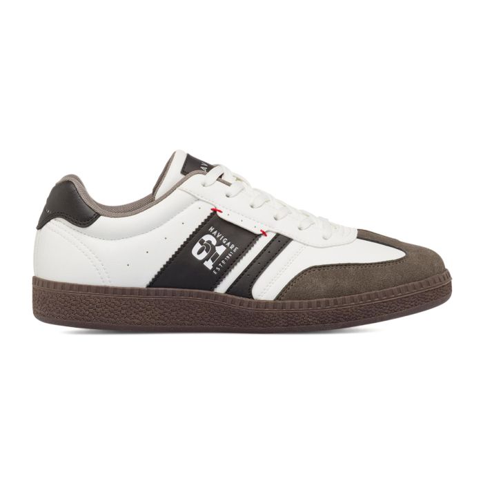 Sneakers bianche da uomo con lacci e logo laterale