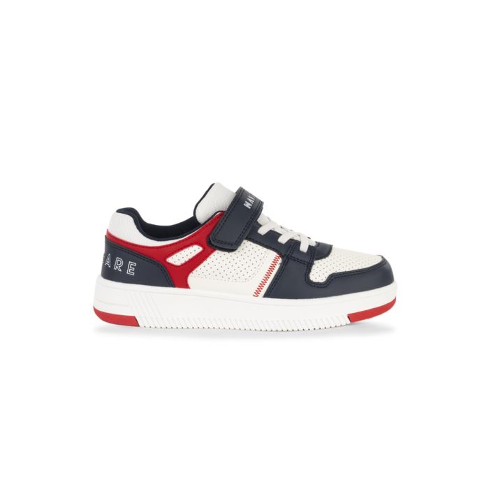 Sneakers bianche e rosse Navigare da bambino con velcro e scritta logo