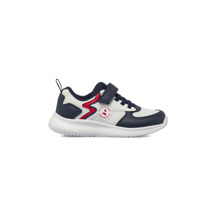 Sneakers blu e bianche Navigare da bambino con logo laterale e velcro