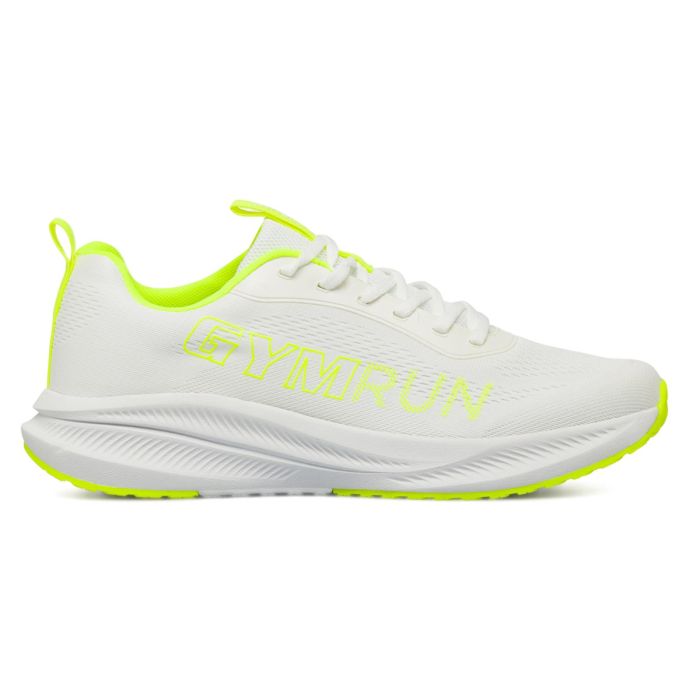 Sneakers running da uomo bianche con dettagli giallo fluo GymRun