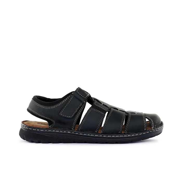 Sandali neri chiusi da uomo in pelle con cuciture