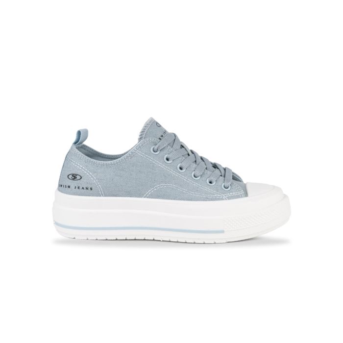 Sneakers Swish Jeans azzurre da donna in tela con suola platform