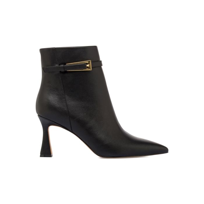 Stivaletti neri eleganti da donna a punta con tacco alto e cinturino