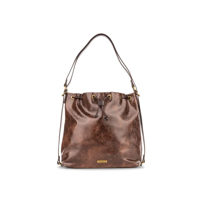 Borsa secchiello marrone da donna con coulisse
