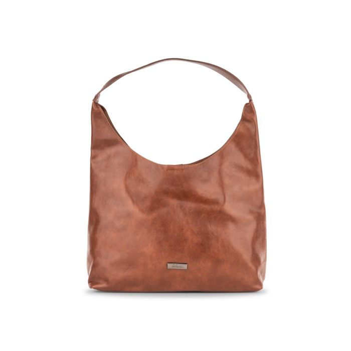 Borsa a mano marrone da donna con logo frontale