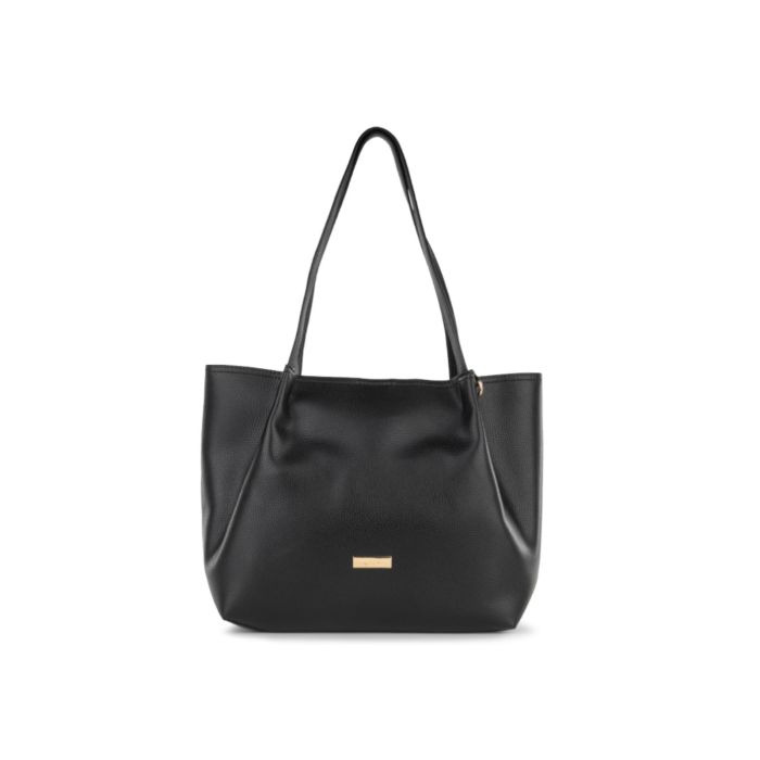 Shopper nera da donna con doppio manico e pences