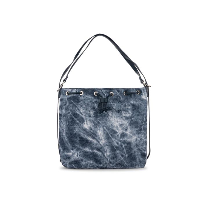 Borsa blu effetto denim Alesya da donna con chiusura coulisse