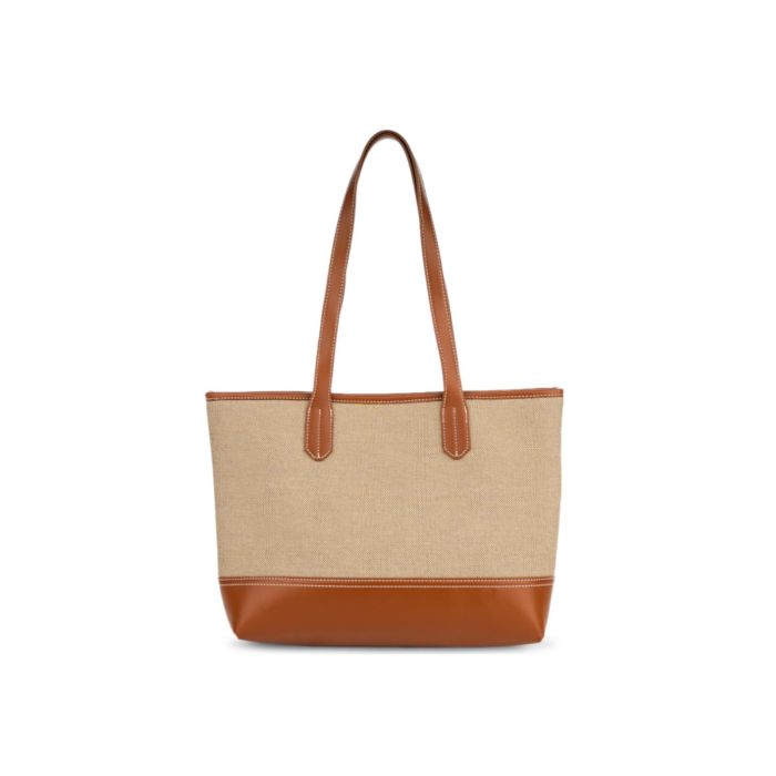 Shopper beige e marrone Alesya da donna con inserto in tessuto