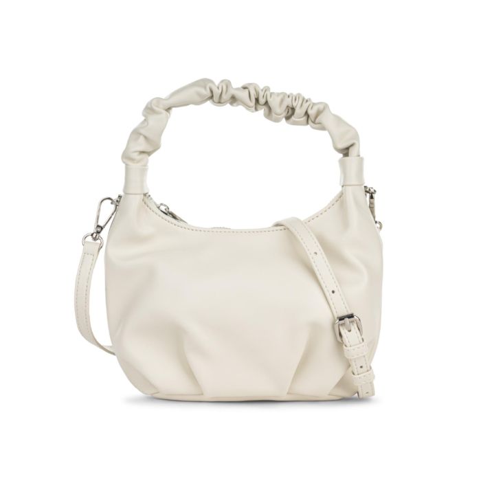Borsa morbida bianca Alesya da donna con manico arricciato