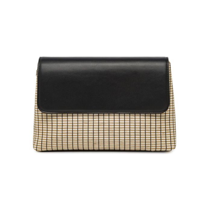 Pochette nera Alesya da donna effetto cannettato con patta
