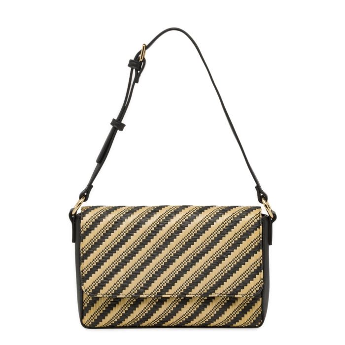 Borsa a tracolla nera e beige Alesya da donna con patta