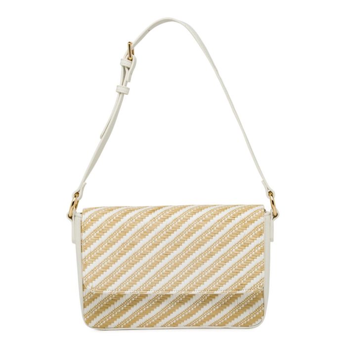 Borsa a tracolla bianca e beige Alesya da donna con patta