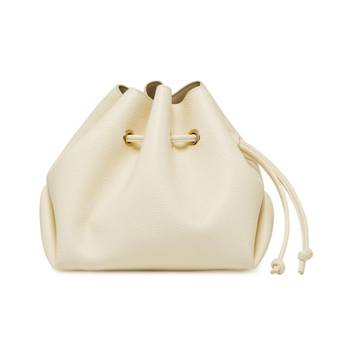 Secchiello morbido bianco Alesya da donna con chiusura coulisse