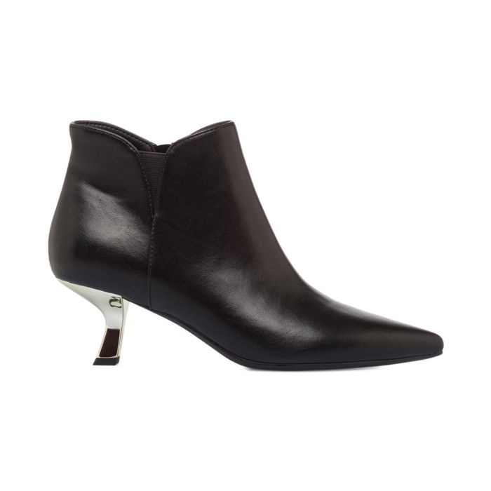 Stivaletti neri da donna a punta con tacco basso a rocchetto