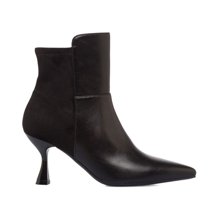 Stivaletti neri da donna a punta con tacco alto a rocchetto