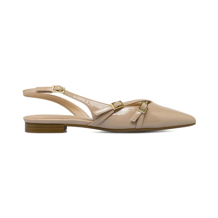 Ballerine Alesya beige lucide a punta da donna con cinturini