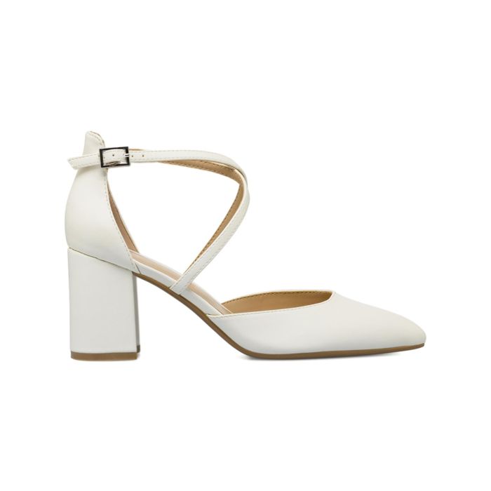 Decolletè Alesya bianche da donna a punta con tacco alto largo