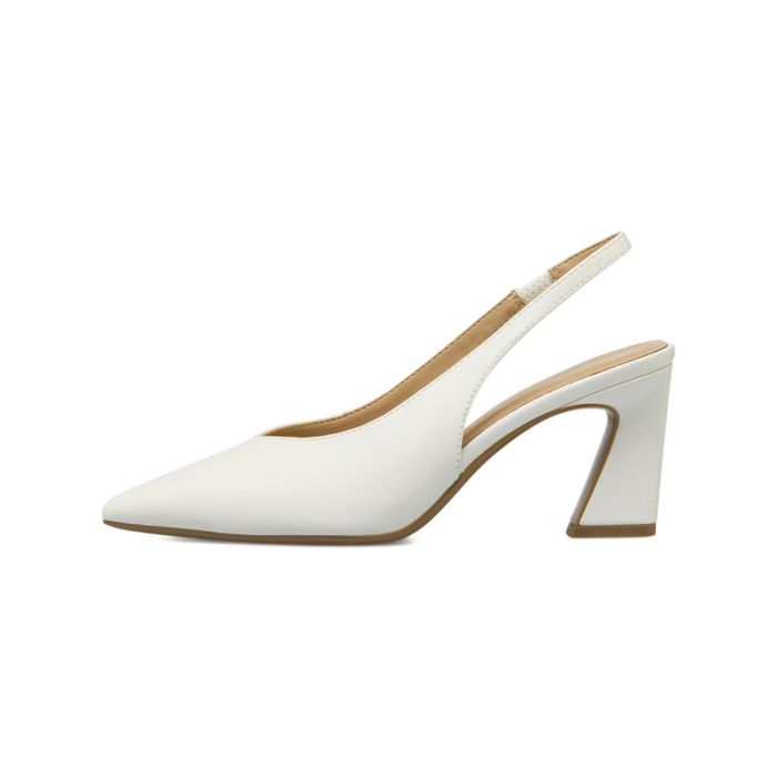 Decolletè slingback Alesya bianche da donna a punta con tacco medio largo