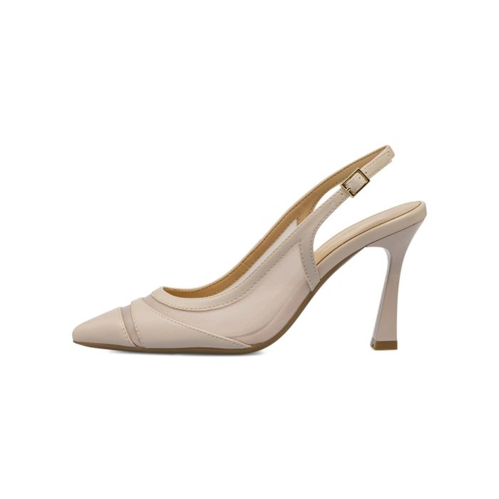 Decolletè beige slingback Alesya da donna a punta con inserto in rete e tacco alto a rocchetto