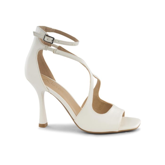 Sandali bianchi Alesya da donna con tacco alto e cinturini incrociati