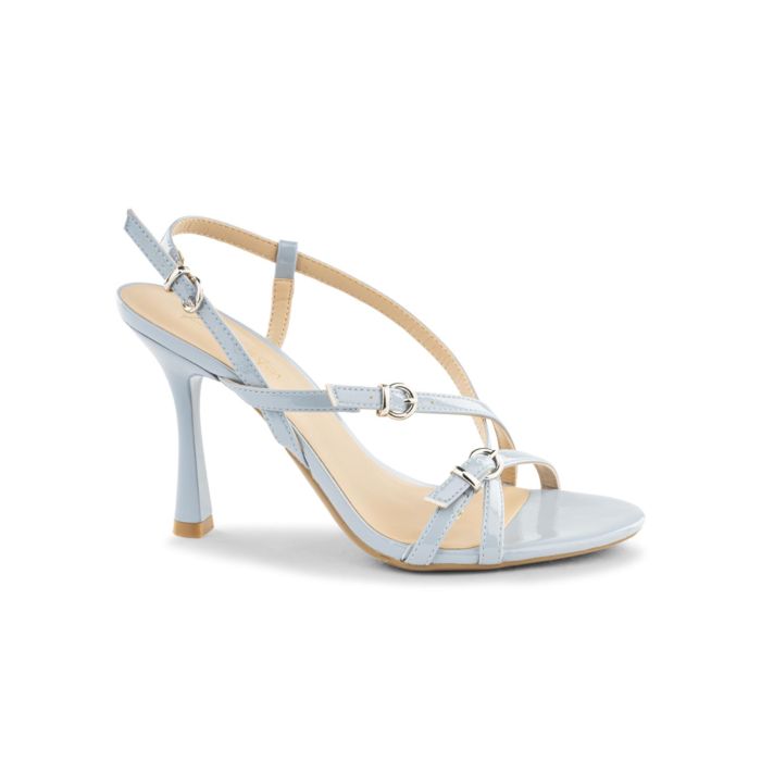Sandali azzurri lucidi Alesya da donna con tacco alto e cinturini