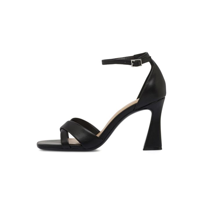Sandali neri Alesya da donna con tacco largo a rocchetto e cinturino