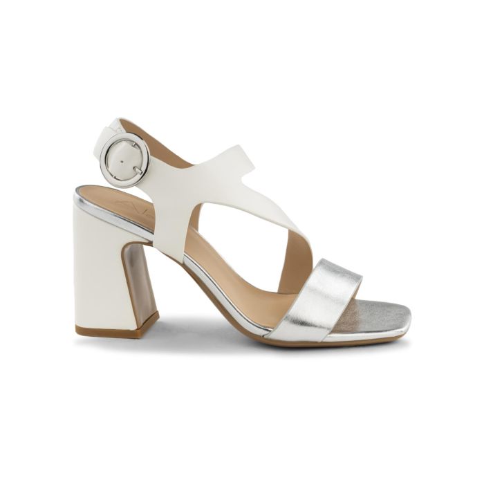 Sandali bianchi e argento Alesya da donna con tacco alto largo
