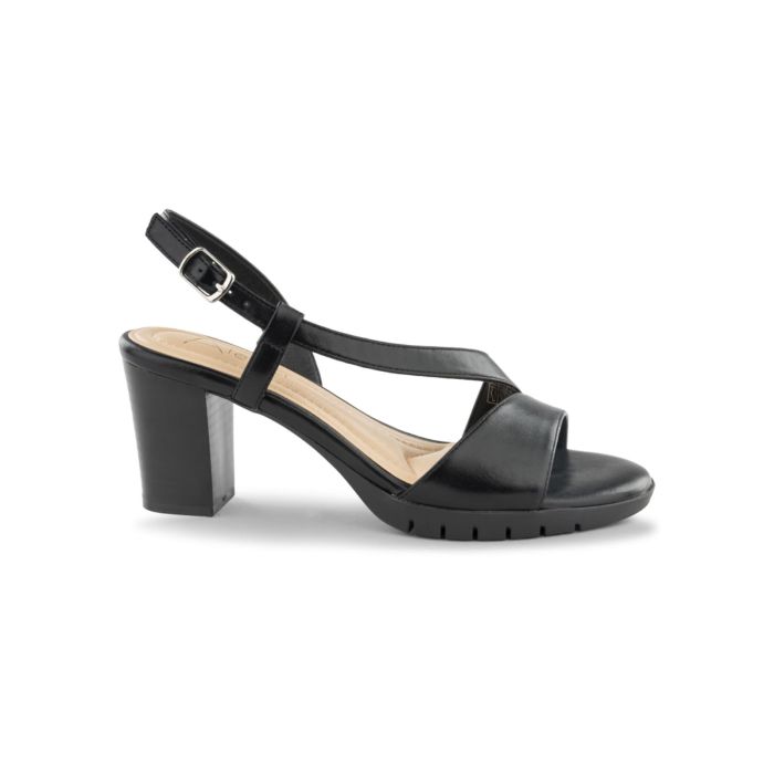 Sandali neri Alesya da donna con tacco medio largo e suola in gomma