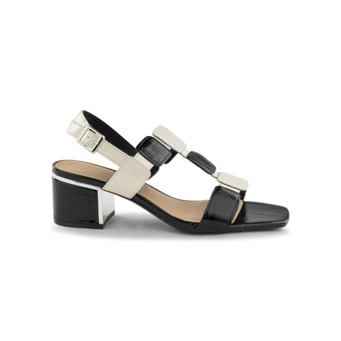 Sandali neri Alesya da donna con tacco basso largo con T-bar