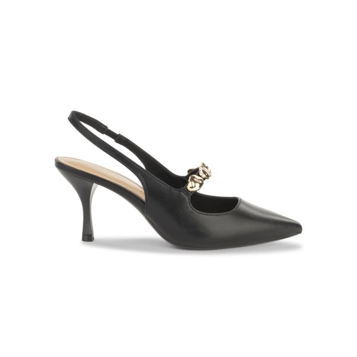 Decolletè slingback Alesya nere a punta da donna con borchie e tacco alto
