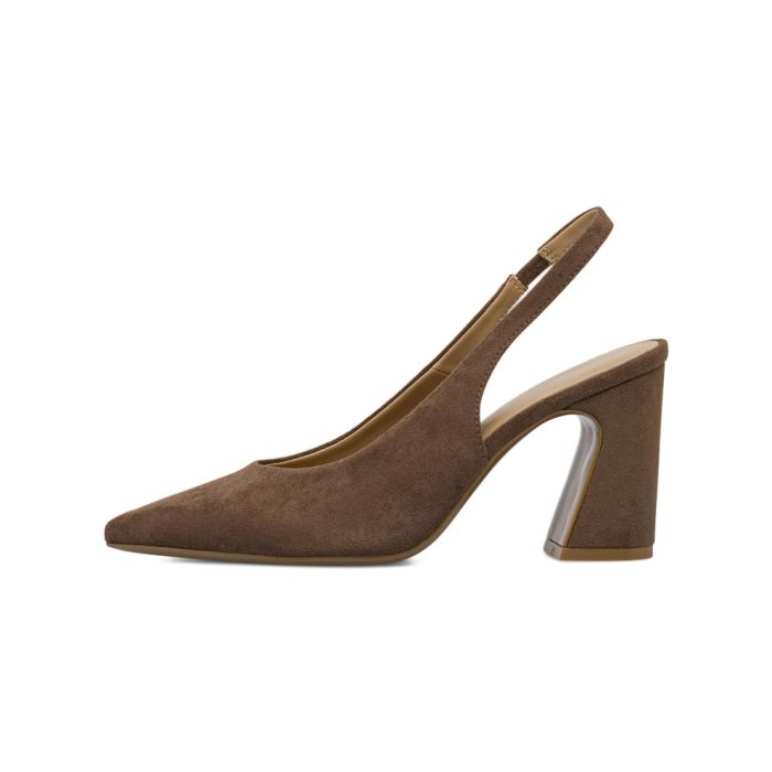 Decolletè marroni slingback Alesya da donna a punta con tacco alto largo