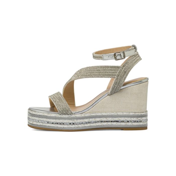 Sandali argento con zeppa Alesya da donna