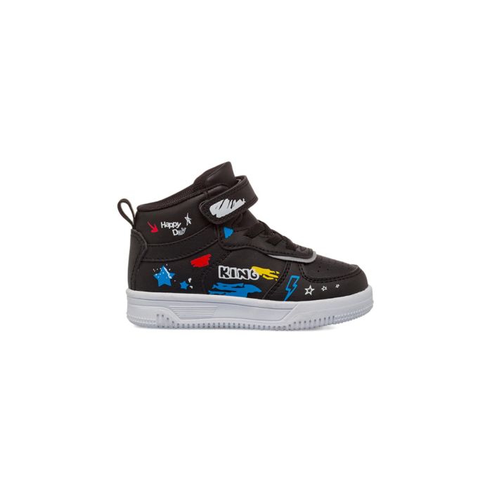 Sneakers alte nere da bambino con disegni e velcro