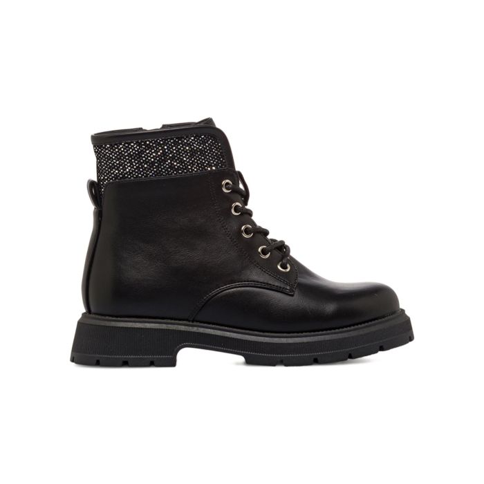 Anfibi neri da bambina con dettaglio strass